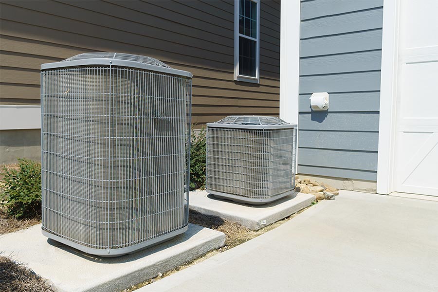 Outdoor residential HVAC condenser units
